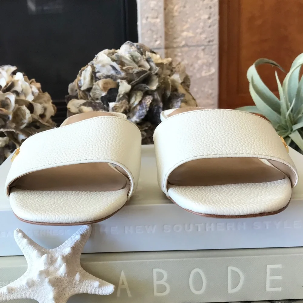 RALPH LAUREN LEATHER SLIP ON SANDALS - Picture 2 of 14